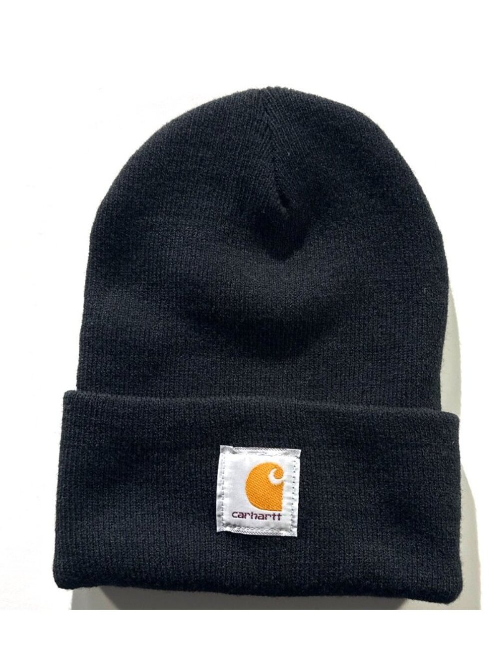 Carhartt Black Acrylic Knit Beanie Hat With Logo Patch One Size Fits All
